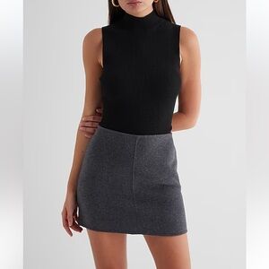 Express High Waisted grey Wool-Blend Mini Skirt womens Never Worn Size 14